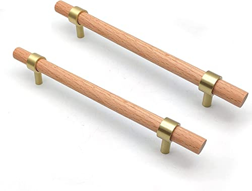 SYZOW 6 Stück holzgriffe für schränke schrankgriffe Holz 160mm lochabstand Griffe für Küchenschränke -Griff Schubladengriff Holz Möbelgriff