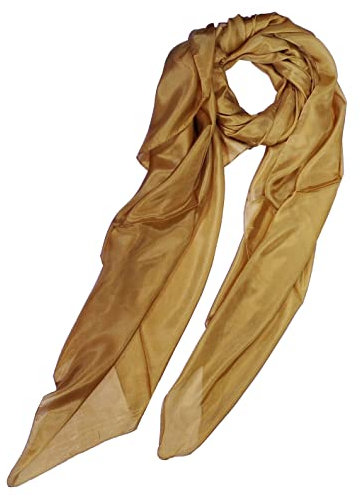 SeaBright Damen Schal Tuch 100% Seide Seidenschal Chiffon Paj dünn leicht transparent 4 Momme SC-S-MX-2209-04 Blasses Gold