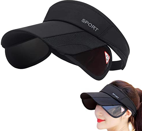 CAMEIRGOU Visiera Parasole, Cappellino con Visiera, Cappello Visiera da Baseball Uomo Donna, Parasole Cappello da Tennis, Cappellino da Sole Anti UV, Cappello Lungo Brim Regolabile per Ciclismo, Golf
