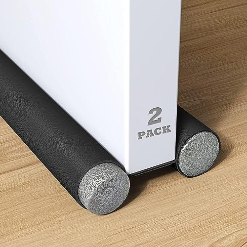 2 Stück Zugluftstopper für Türen, 96cm Tür Zugluftstopper, Doppellagige Türbodendichtung, Türdichtung for Verhindert Luftstrom, Türdichtungen Können Nach Bedarf Zugeschnitten Werden (Schwarz)