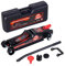 TALK-POINT Cric idraulico 2,5 tonnellate versione piatta 80 mm – 360 mm Low Profile con valigetta + adattatore SUV + 2 cuscinetti in gomma idraulici per auto, ruote a 360° (rosso)