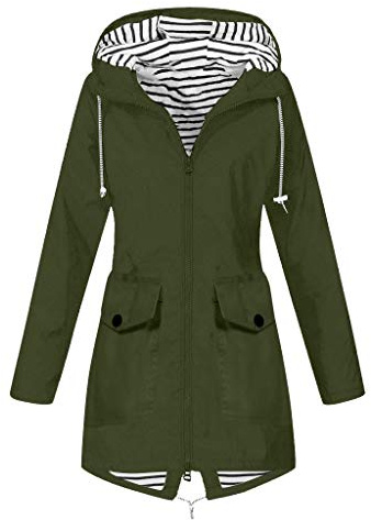 Sunnyuk Chubasquero Mujer Impermeable Casual Deporte Manga Larga Chaqueta Secado Rápido Cortavientos Con Capucha Ligera Plegable Talla Grande Chubasquero Mujer