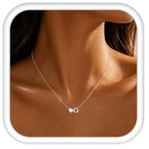 Lolias Collana Iniziale con Cuore - Lettera in Acciaio Inossidabile Argento - Ciondolo Personalizzato per Donne e Ragazze