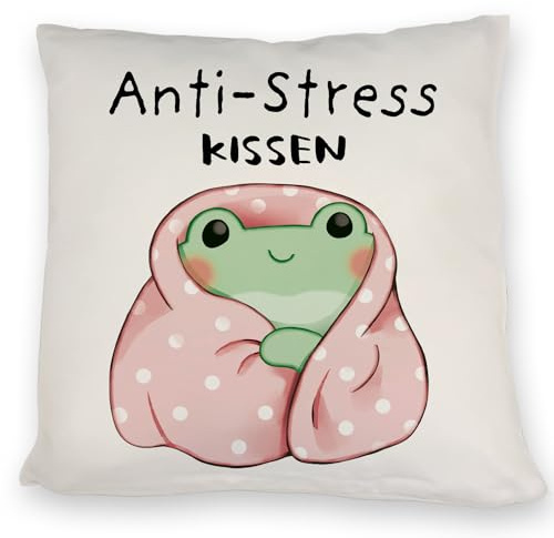 speecheese Frosch in rosa Decke Kissen mit Spruch Anti-Stress Kissen Entspannendes DekoKissen im Kawaii Design - Süßes Relax Bettzubehör für Anti-Stress Entspannung