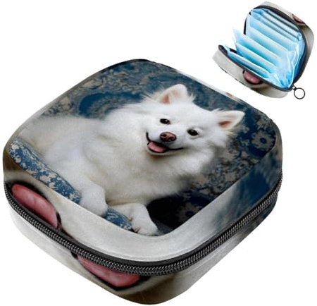 YTYVAGT Perioden-Tasche, Aufbewahrungstasche für Damenbinden, Samojede-Hund zu Hause, Tampon-Tasche für Geldbörse