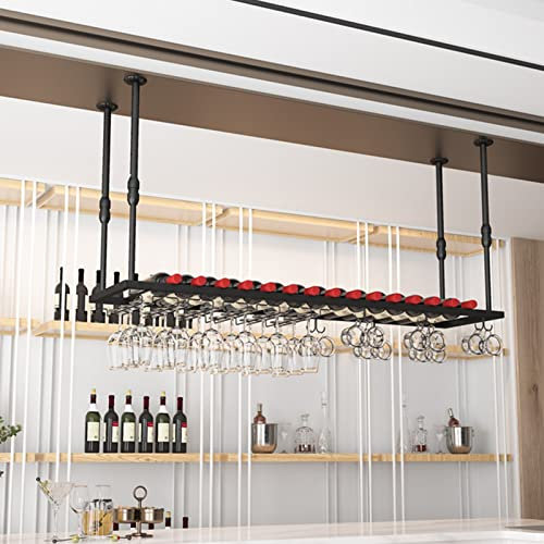 RTAKG Morden Casier À Vin Suspendu Casier À Verre À Vin, Support À Verre À Vin Suspendu en Métal Étagère De Décoration De Plafond pour Bar, Restaurants, Cuisine Ou Stockage De Cave À Vin/60 * 30Cm