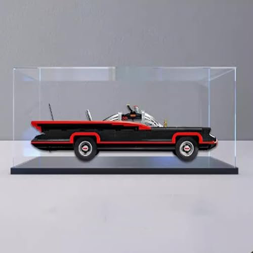 Acryl-Vitrine für Lego 76328 Chariots Modell, staubdichte, transparente Sammlungsvitrine (nur Displaybox) (schwarzer Sockel)