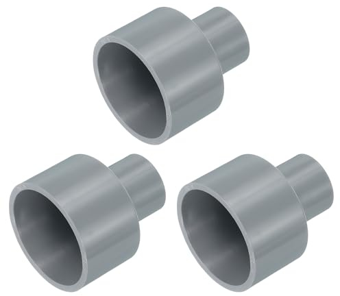 sourcing map 3 Pcs UPVC Reducer Pipe Fitting, 1-1/4x1/2 PVC Straight Pipe Coupling Adapter Connector for Home Sewer Plumbing Water Line, Grey