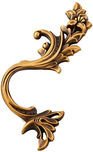 Maniglia for armadio, confezione da 5 maniglie for armadietti, maniglie for ante e cassetti, foro centrale, 96 mm, in ottone antico europeo, in pelliccia, hardware solido con viti, for cassettiera, ba