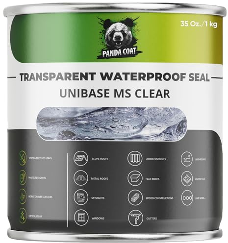PandaCoat Transparenter Wasserdicht Dichtmittel – Flüssigkunststoff für Bäder, Küchen, Fenster, Aquarien, Dächer, Dachrinnen Reparaturset – Dichtschlämme – Für Heimwerkerprojekte Abdichtung (1 kg)