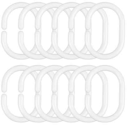SUNNIFLY 12 Anneaux pour Rideau de Douche, Crochet Rideau, Facile à Installer, Grande Capacité de Charge, Surface Lisse, Convient pour Les Rideaux de Douche, Les Rideaux, Les Moustiquaires, etc.