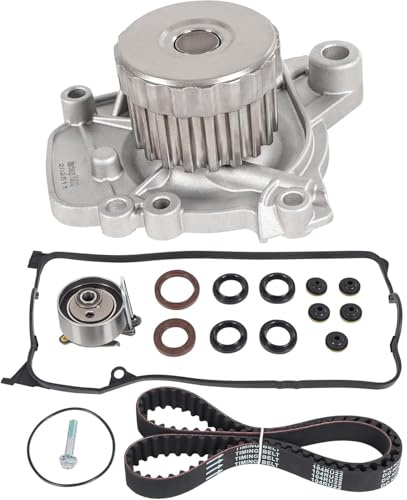 Timing Belt Kit with Water Pump for Honda Civic 2001 2002 2003 2004 2005 HX EX LX GX DX 1.7L L4 SOHC 16V Engine Replaces # TCK312 WP4034