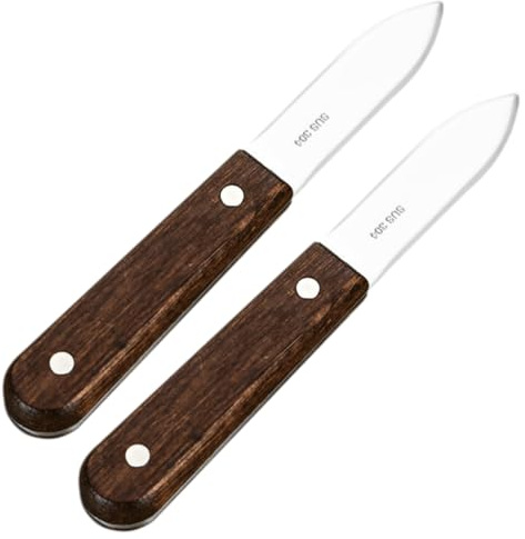 Luxshiny Ouvre-huîtres et Ouvre-palourdes INOX 304 Manche Bois de Noyer Ergonomique Outil Cuisine pour Fruits de Mer Maison 2 Pièces