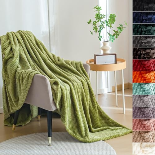 Kuscheldecke Flauschig Decke Sofa 180 x 240 cm Decke Super Soft 300 G/M² Flanell Couchdecke Warme Überwurfdecke Sofadecke Sofa Kuscheldecke für Home & Office, Armeegrün