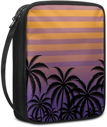 Bibelhülle Gestreifter Purpurer Baum Buchtasche für Männer Frauen Tragbar Buchhülle Stoff Leinwand Polyester Bibel Zubehör mit Reißverschluss Griffen Bibel Hülle 27.5x22.5x5.5 cm