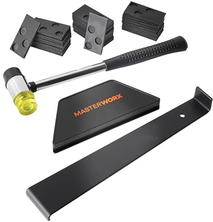 MasterWorx Laminate Flooring Installation Kit | Professional Floor Fitting Tool Set with Mallet, Pull Bar, Tapping Block & 30 Spacers | Laminate Floor Fitting Kit for Laminate & Wooden Flooring