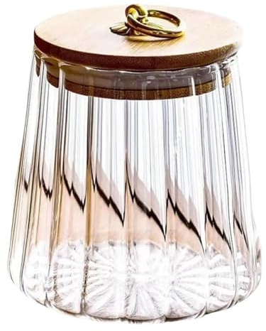 ZIUBMVDYC Vorratsglas, Bonbonglas aus Glas mit luftdichtem Behälter Holz, klar, 4,52 x 3,34 Zoll, 650 ml/750 ml(Clear a)