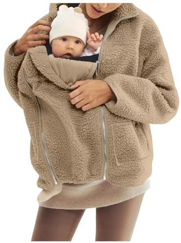 Generico Giacca Premaman e Porta Bebè Multifunzionale 5 in 1 | Cappotto Porta Bebè Donna con Cappuccio e Cerniera