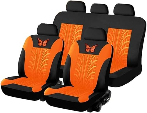 Auto Sitzbezüge Sets für Ford Ranger Wildtrak 2016-2023 2024 2025 | 5 Sitzer Allwetter Atmungsaktiv Autositz Schonbezug Innenraum Zubehör,E-Orange