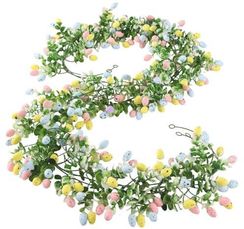 2pcs Easter Garland, 6.8ft Easter Egg Garland For Mantle, Artificial Eggs Wreath Holiday Spring Decorations For Home