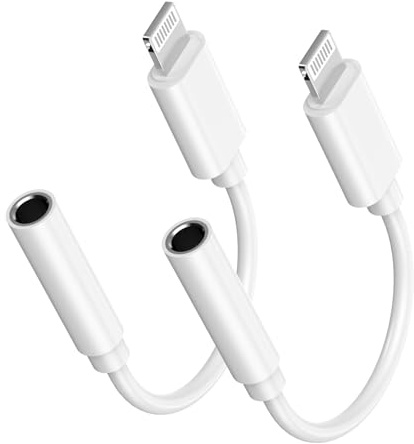 [Apple MFi Certified] Apple Lightning to 3.5 mm Headphone Jack Adapter for iPhone, 2 Pack iPhone 3.5mm Aux Audio Adapter Converter Cable Dongle Compatible for iPhone 14 13 12 11 Pro Max XS XR X 8 7 6