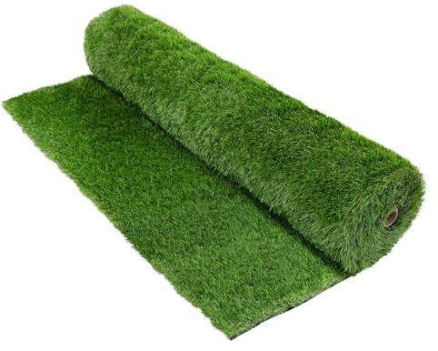 ECD Germany Gazon Synthétique 18mm en Rouleau 6m² (1x6m), Vert Multinuancé, Drainage Rapide et Facile à Découper, Résistant Intempéries, Tapis Artificiel Pelouse Herbe Fausse Revêtement de Sol Jardin