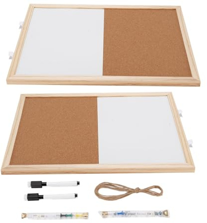 Eujgoov Paquete de 2 Tableros Combinados de Corcho Montado en la Pared y Combinación Blanca de Borrado en Seco Magnético con Corcho para Organización de la Pared para el Hogar, la