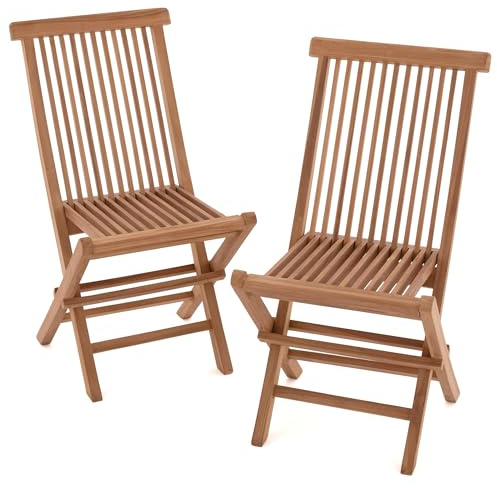Divero 2er Set Klappstuhl Positano aus Teakholz, behandelt – Farbe: Braun