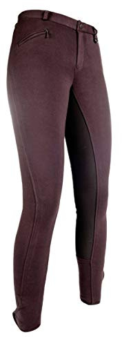 HKM Kinder Reithose -Basic Belmtex Grip- 3/4 Besatz-damen Hose, Dunkelbraun/Dunkelbraun, 40 EU