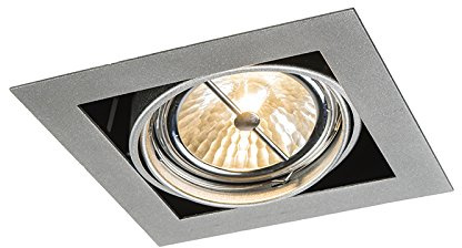 Qazqa Diseño Foco empotrable de aluminio cuadrado ajustable 1 luz - Oneon 111-1 Acero Cuadrada Adecuado para LED Max. 1 x 50 Watt