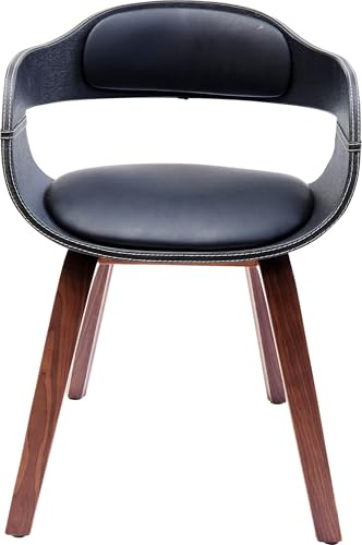 Kare Design Silla Costa Nogal, marr√≥n/negro - Silla de oficina y comedor con reposabrazos y respaldo acolchado, aspecto de cuero - 75x53x51cm