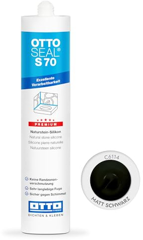 OTTOSEAL S 70 Premium-Naturstein-Silikon 310ml C6114 matt schwarz - Keine Randzonenverschmutzung - Sicher gegen Schimmel & ideal für Bad, Küche & Wohnbereich
