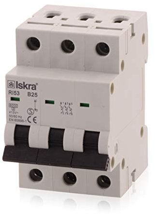 Sicherungsautomat Leitungsschutzschalter MCB Eco-Line, 25A, Typ B, 3-polig, 400V, bietet effektiven Schutz, 1 Stück