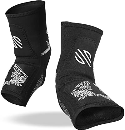 SANABUL BattleForged Schlaggel-Knöchelschutz für MMA Muay Thai Kickboxen (Paar), schwarz/weiß, Large/X-Large