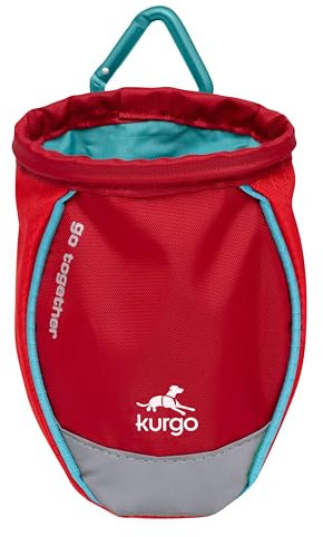 Kurgo Keksbeutel für Hundetraining, Hüfttasche für Hundeleckerlis mit Clip und Karabiner, Rot