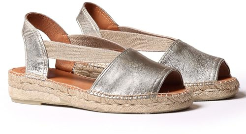Women's leather espadrille - ETNA - Platinum, 38 EU