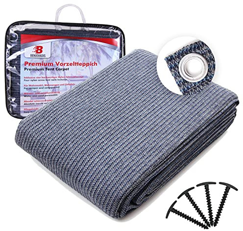 BENJOVADIS® Vorzeltteppich und Markisenteppich - wasserdurchlässige und wasserfeste Outdoor Camping Matte - perfekt für Markisen, Wohnmobile, Wohnwagen und Zeltunterlage (grau) (Grau, 250cmx500cm)