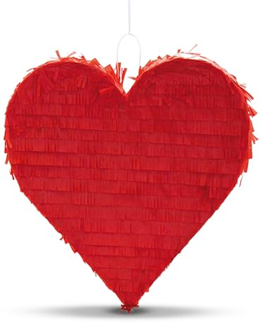 Party Factory – Pinata rotes Herz für Jungen & Mädchen zum Befüllen & aufhängen – Schlag-Piñata als Party Deko in 36x7,5x37 cm für Geburtstag & Mottopartys – Partyspiel Motiv-Pinjata für Kinder