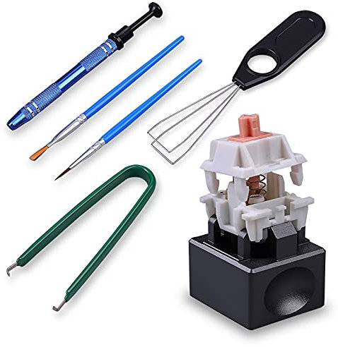 Sumgsn Kit de abridor de Interruptor de Teclado con Extractor, Abrazadera, bolígrafo lubricante, Apto para Teclado mecánico Cherry Switches