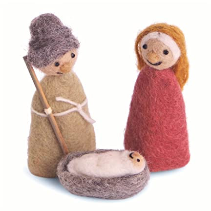 Én Gry & Sif Jesus Maria Josef Krippenfigur Krippe Filz Handarbeit Fairtrade Krippe Weihnachtskrippe 10 cm