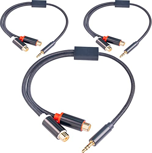 Adattatore RCA da maschio 3,5 mm a RCA femmina, cavo audio stereo Hi-Fi, placcato oro, splitter a Y per iPhone, MP3, tablet, computer, altoparlanti