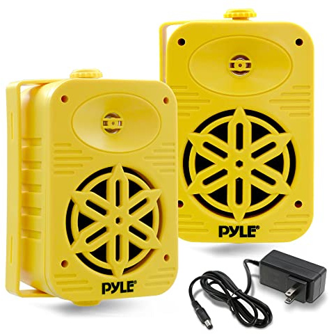 PyleUsa Bluetooth Indoor Outdoor Speakers Pair-500Watt Dual Waterproof 5.25” 2-Way Full Range Speaker System w/ 1/2”High Compliance Polymer Tweeter-Home, Boat, Marine, Deck,Patio,Poolside - PDWRBT56YL