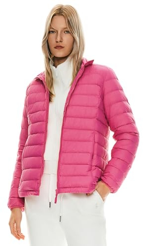 Orolay Women's Lightweight Packable Down Jacket Quilted Puffer Coat Outdoor Full-Zip Puffy Outwear with Stand Collar (Rose Small)