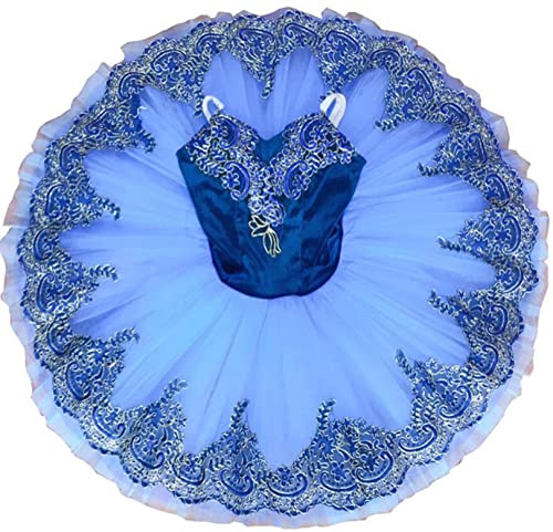 Kuteng Professionelles Ballett Tutu Mädchen Platte Pfannkuchen Tutu Ballerina Partykleid Ballett Tanzkostüm,Blau,170CM