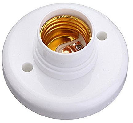 E27 Round Plastic Screw Light Bulb Lamp Socket Holder White