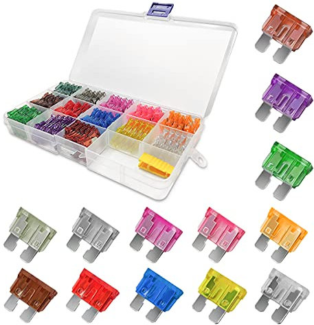 CGFAMDY 130PCS Car Fuses Assortment Kit, Standard Blade Type Automotive Fuse kit, 2A 5A 7.5A 10A 15A 20A 25A 30A 35A 40A, Low Profile Mini Size Replacement Fuse for Boat Truck SUV RV Marine