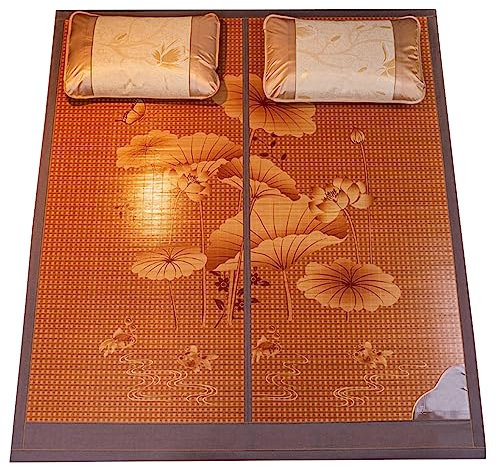 ZHOUXIAO Summer Sleeping Mat Bamboo Cooling Mattress Topper Pad,Straw Mat Summer Sleeping Mats Bed-mat Folding Use Bedroom Cooling for Single Double Bed 0.9 * 1.9M/35 * 74in