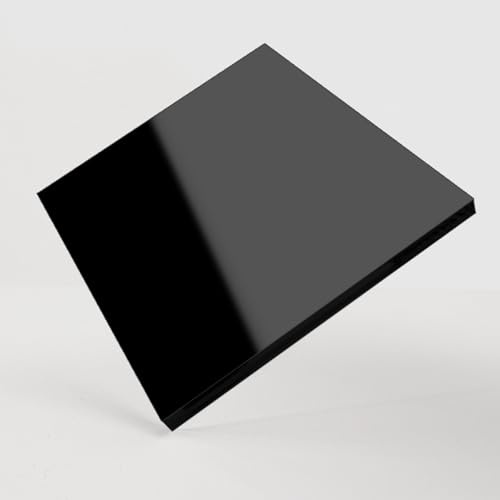 Acrylglas PMMA GS Schwarz glänzend Laserschnitt nach Maß laserpoliserte Kante Scheibe Größe Wählbar (3 mm, 500 x 1000 mm)
