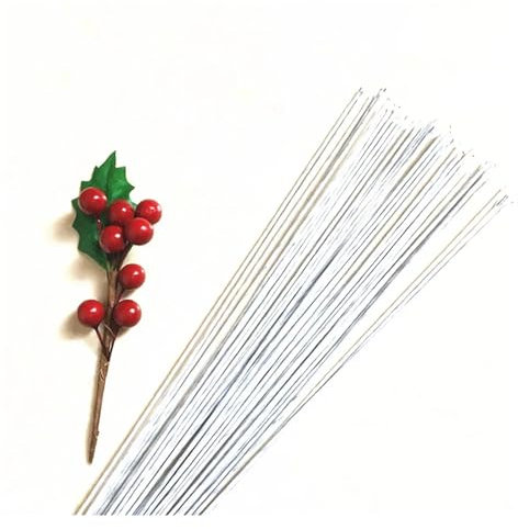 Blumendraht 1,2 mm, 36 cm Länge, mit Papier bedeckt, künstliche Blumen, Stiele, Zweige, Zweige, Eisendraht for DIY-Nylon-Blumenzubehör Basteldraht (Color : White 1.2mm, Size : NO.18 36cm Length)