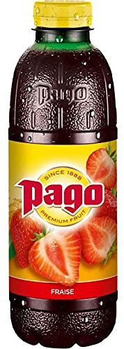 Jus de Fraise Pago 100% Pur Fruit - Délicieuse saveur fraîche - Bouteille de 75cl - Boisson naturelle sans sucres ajoutés - Le Lot De 4